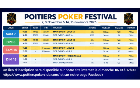 POITIERS POKER FESTIVAL 2026